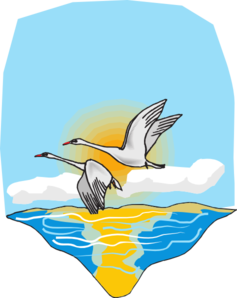 Geese Flying Over The Sea Clip Art